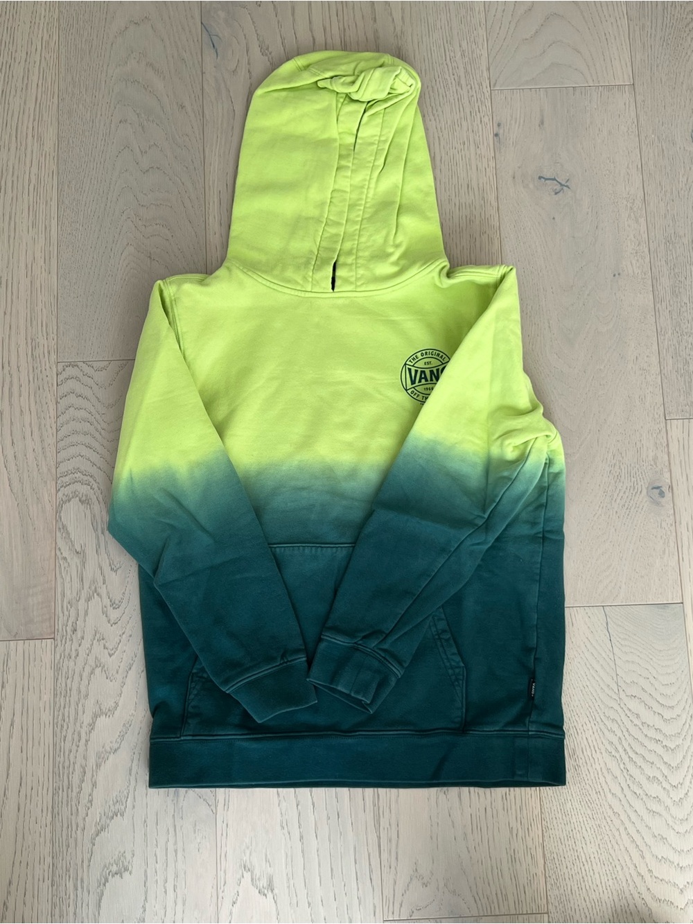 Vans Kids Neon Yellow to Teal Ombre Pullover Hoodie